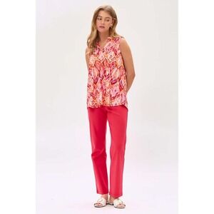 Abstract Print Sleeveless Blouse Top, Casual Versatile Stylish